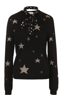 Пуловер с принтом в виде звезд и воротником аскот REDVALENTINO