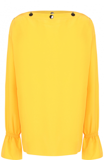 Шелковый топ с вырезом-лодочка и длинным рукавом Emilio Pucci