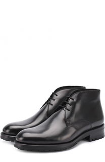 Кожаные ботинки на шнуровке с круглым мысом Brioni