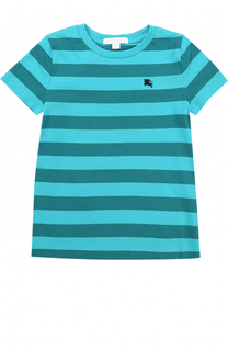 Хлопковая футболка в полоску с логотипом бренда Burberry