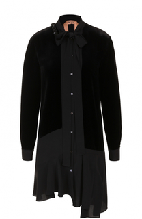 Платье-рубашка асимметричного кроя с воротником аскот No. 21