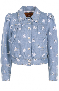 Джинсовая куртка с вышивкой и рукавом-фонарик Marc Jacobs
