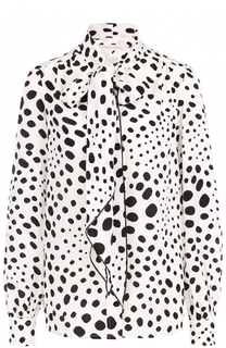 Шелковая блуза в горох с воротником аскот Marc Jacobs