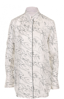 Шелковая блуза свободного кроя с принтом Victoria by Victoria Beckham