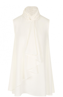 Шелковый топ свободного кроя с воротником аскот Alexander McQueen