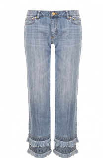 Укороченные джинсы с потертостями и бахромой MICHAEL Michael Kors