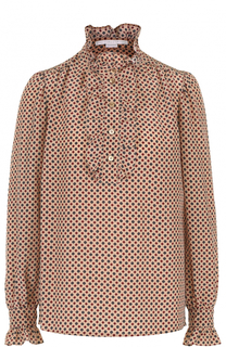 Шелковая блуза с оборками и принтом Stella McCartney