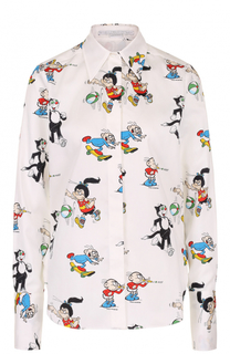 Хлопковая блуза прямого кроя с принтом Stella McCartney
