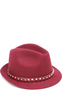 Шляпа из ангоры с кожаным ремешком и заклепками Valentino