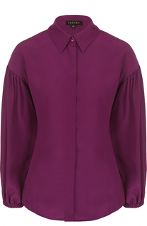 Шелковая блуза с укороченным рукавом-фонарик Escada