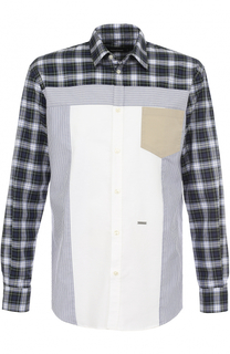 Хлопковая рубашка с контрастной отделкой Dsquared2