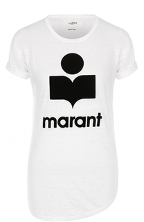 Льняная футболка с логотипом бренда Isabel Marant Etoile