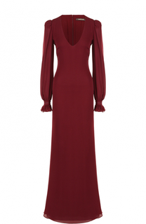 Шелковое платье-макси с V-образным вырезом Roberto Cavalli