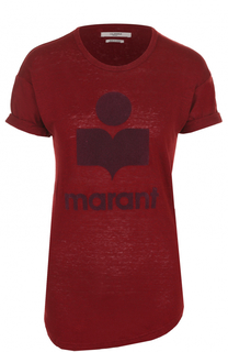 Льняная футболка с логотипом бренда Isabel Marant Etoile
