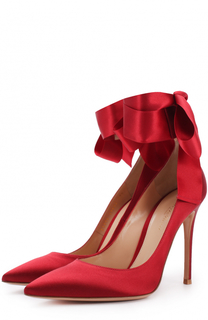 Атласные туфли Gala с лентами на щиколотке Gianvito Rossi