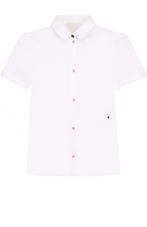 Хлопковая блуза с вышивкой и контрастными пуговицами Dolce &amp; Gabbana