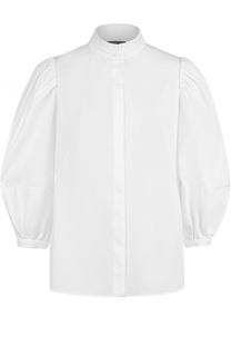 Блуза с воротником-стойкой и укороченным рукавом-фонарик Alexander McQueen
