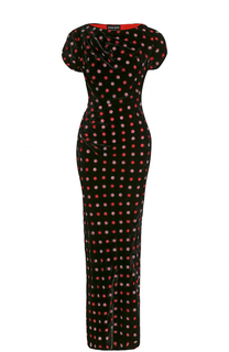 Приталенное платье-макси с контрастной вышивкой Giorgio Armani