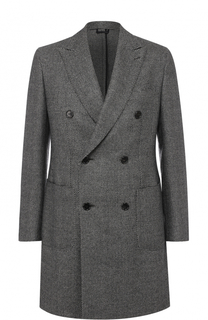 Однобортное пальто из смеси шерсти и кашемира с шелком Brioni