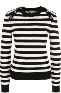 Вязаный пуловер в полоску с круглым вырезом Michael Kors