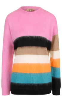 Вязаный пуловер в полоску с круглым вырезом No. 21