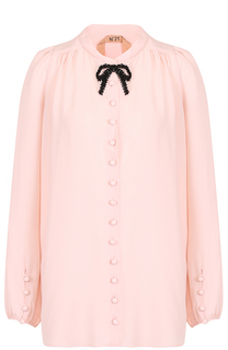 Блуза с контрастным бантом из бисера No. 21