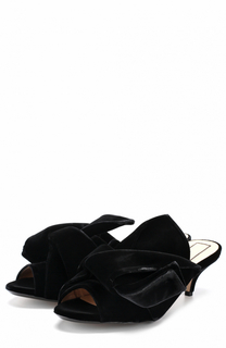 Бархатные мюли с бантом No. 21