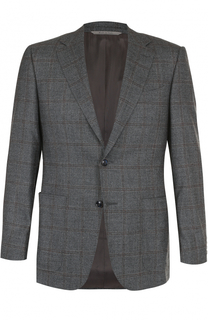 Шерстяной однобортный пиджак в клетку Canali