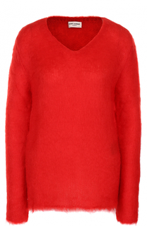 Шерстяной пуловер с V-образным вырезом Saint Laurent