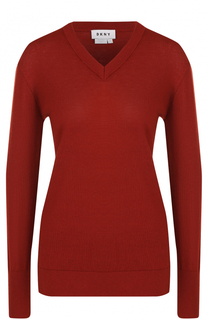 Вязаный пуловер с V-образным вырезом DKNY