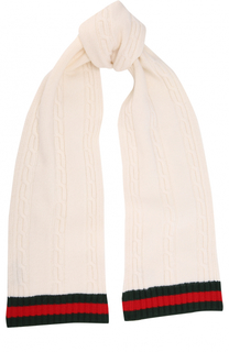 Шерстяной шарф с контрастной отделкой Gucci