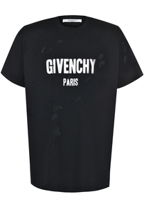 Хлопковая футболка свободного кроя с декоративными потертостями Givenchy