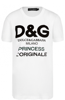 Хлопковая футболка с надписью Dolce &amp; Gabbana