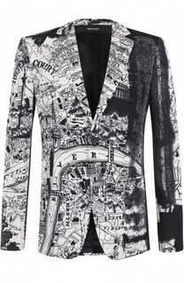 Шерстяной однобортный пиджак с принтом Alexander McQueen