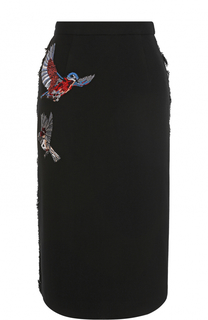 Шерстяная юбка-миди с вышивкой Markus Lupfer