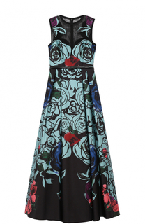 Приталенное платье-макси с цветочным принтом Elie Saab