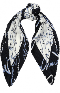 Шелковый плиссированный платок с надписями Giorgio Armani