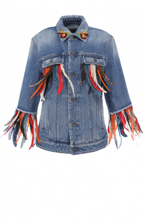 Джинсовая куртка перьевой отделкой Dolce &amp; Gabbana