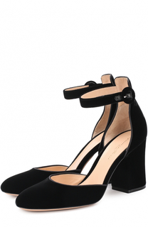 Бархатные туфли Greta с ремешком на щиколотке Gianvito Rossi