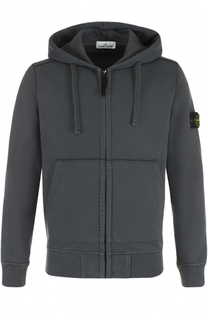 Хлопковая толстовка на молнии с капюшоном Stone Island