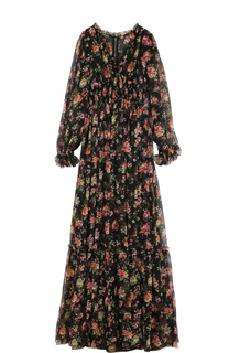 Шелковое платье-макси с цветочным принтом Dolce &amp; Gabbana