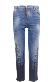 Укороченные джинсы прямого кроя с принтом Dsquared2