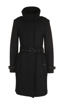 Шерстяное однобортное пальто с поясом Burberry