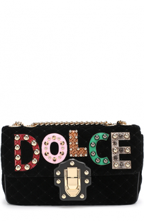 Бархатная сумка Lucia с аппликациями Dolce &amp; Gabbana