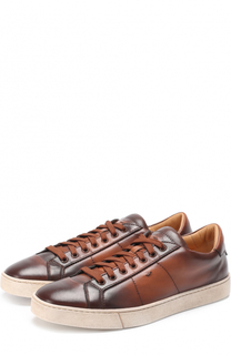Кожаные кеды на шнуровке Santoni