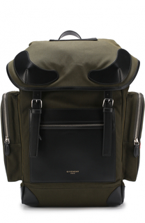 Текстильный рюкзак с клапаном и внешними карманами на молнии Givenchy