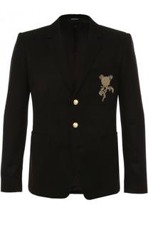 Однобортный кашемировый пиджак с вышивкой Alexander McQueen