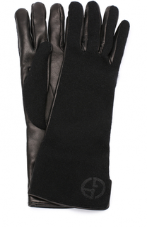 Кожаные перчатки с отделкой из кашемира Giorgio Armani