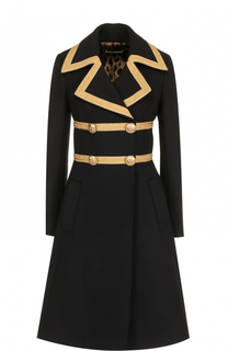 Двубортное шерстяное пальто с декоративной отделкой Dolce &amp; Gabbana