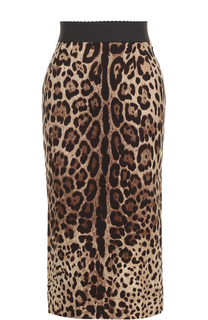 Шелковая юбка-миди с леопардовым принтом Dolce &amp; Gabbana